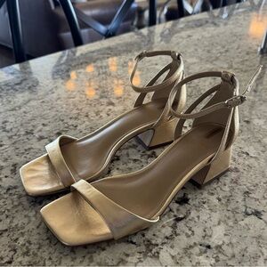 Sam Edelman Wilson Metallic Leather Ankle Strap Block Heels